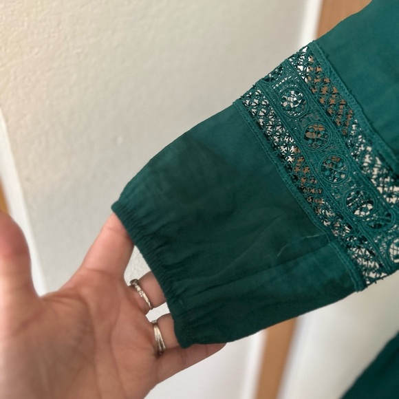 Reserved Emerald Green boho peasant festival Tunic Dress Medium - Picture 6 of 10